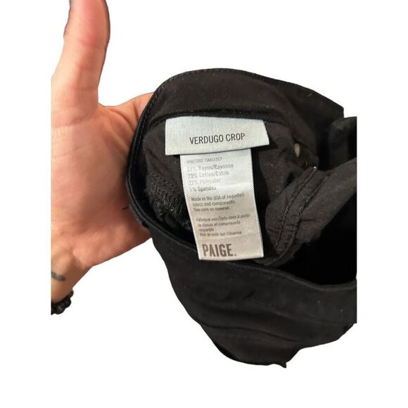 Paige Verdugo Cropped Mid Rise Ankle Skinny Jeans Black Denim Dark Wash Size 30 - Picture 14 of 16